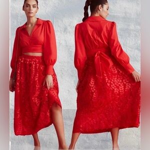 NWT Anthropologie Sunday in Brooklyn 3D Petal Red Skirt - S